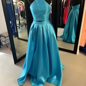Sherri Hill Vibrant Blue Halter Gown
